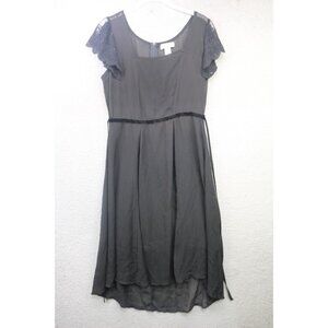 Band Of Gypsies Black Sheer Chiffon Dress-Medium-Lace-w/Slipdress-Whimsigoth